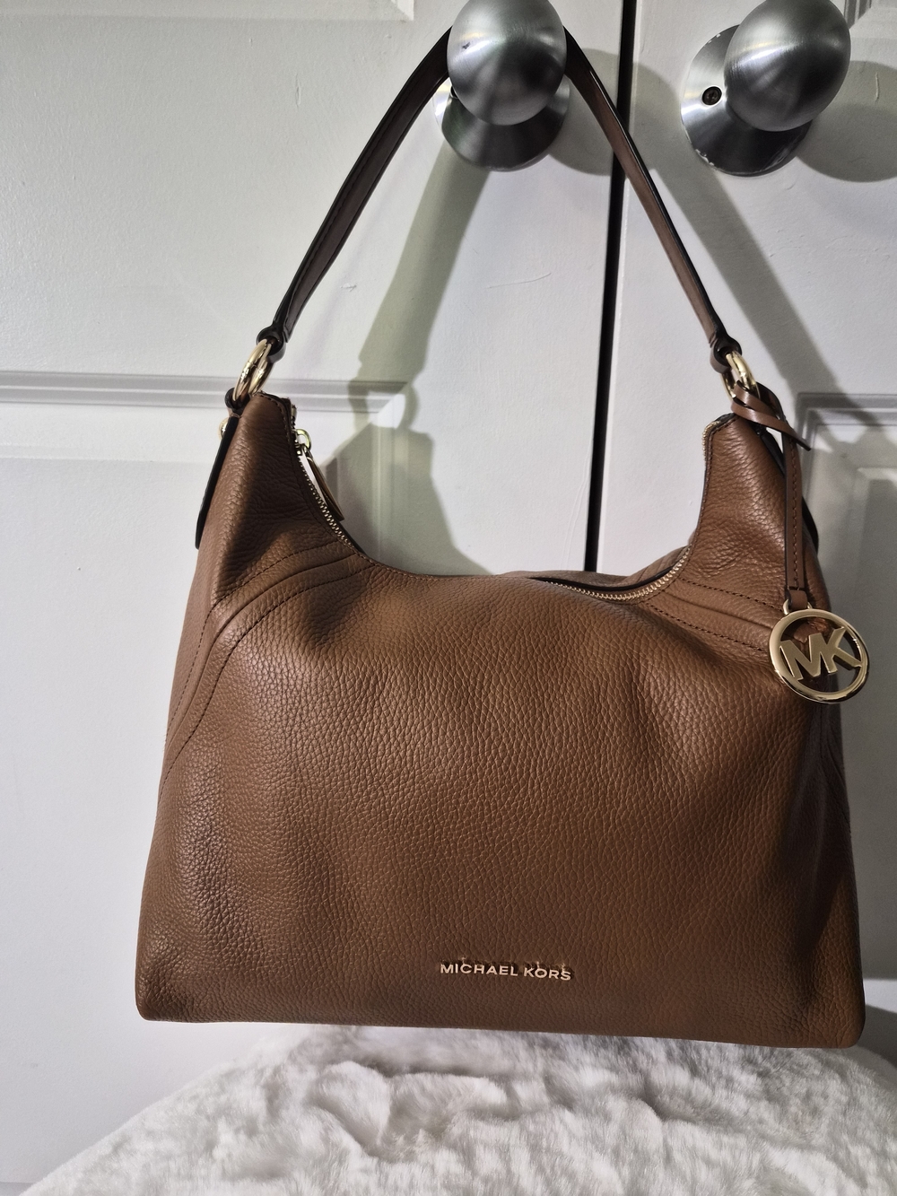 Michael Kors Brown Leather Hobo Bag